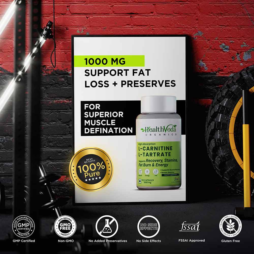 5 - Health Veda Organics L-Carnitine L-Tartrate,  60 capsules  Unflavoured 