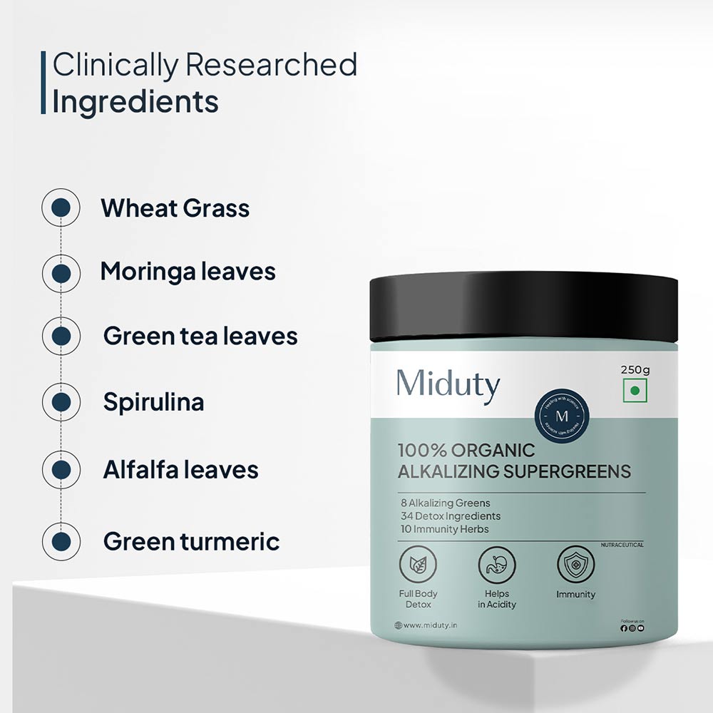 11 - Miduty 100% Organic Alkalizing Supergreens,  250 g 