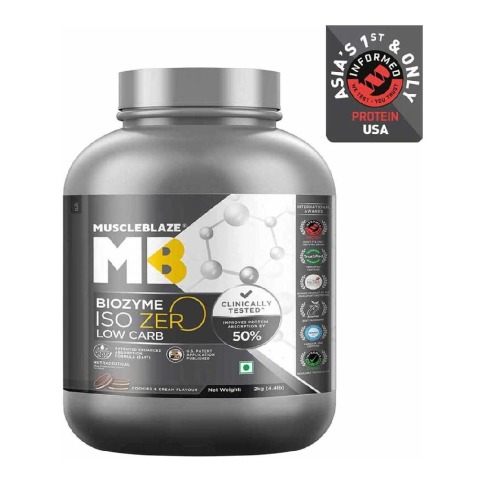 11 - MuscleBlaze Biozyme Iso-Zero Powder, 4.4 lb Low Carb Cookies & Cream