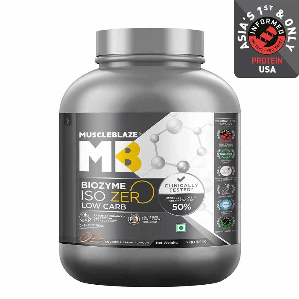11 - MuscleBlaze Biozyme Iso-Zero Powder,  4.4 lb  Low Carb Cookies & Cream 