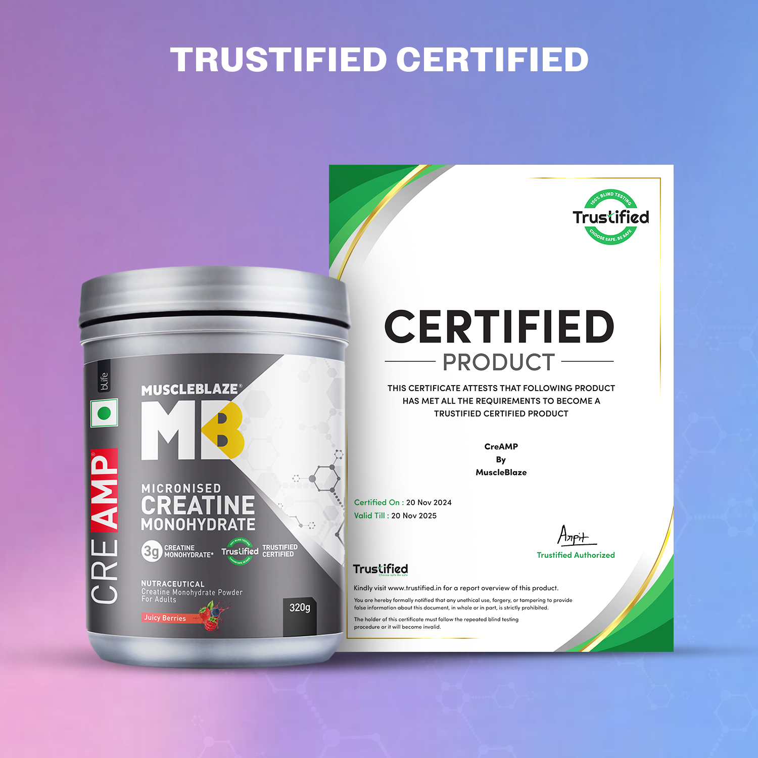 5 - MuscleBlaze Creatine Monohydrate CreAMP,  Juicy Berries  0.61 lb 