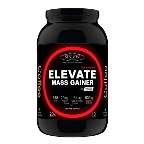 Sinew Nutrition Elevate Mass Gainer with Digestive Enzymes,  2.2 lb  Coffee 