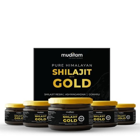 1 - Muditam Pure Himalayan Shilajit with Gold (Pack of 5),  20 g 