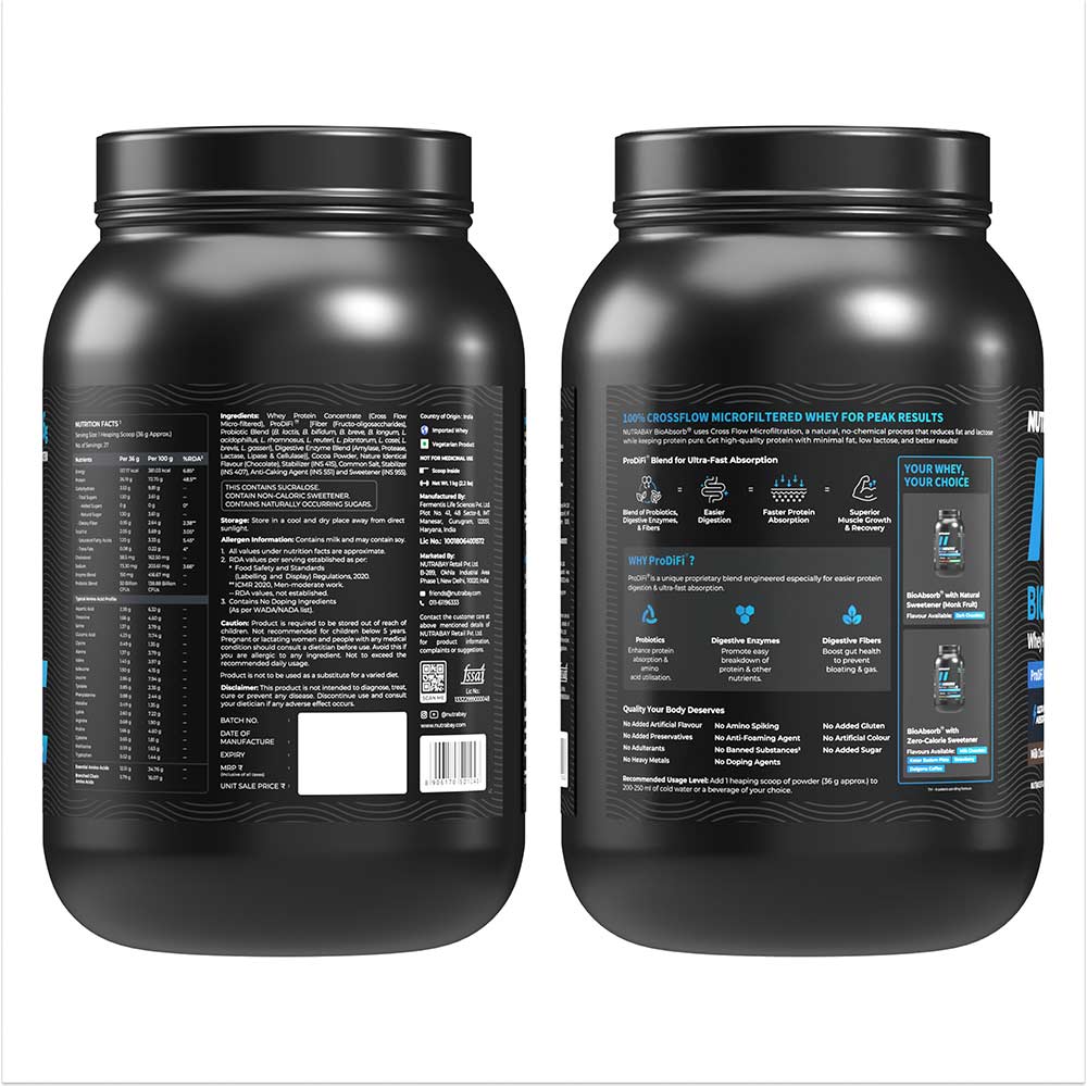 9 - Nutrabay BioAbsorb Whey Protein,  2.2 lb  Milk Chocolate 