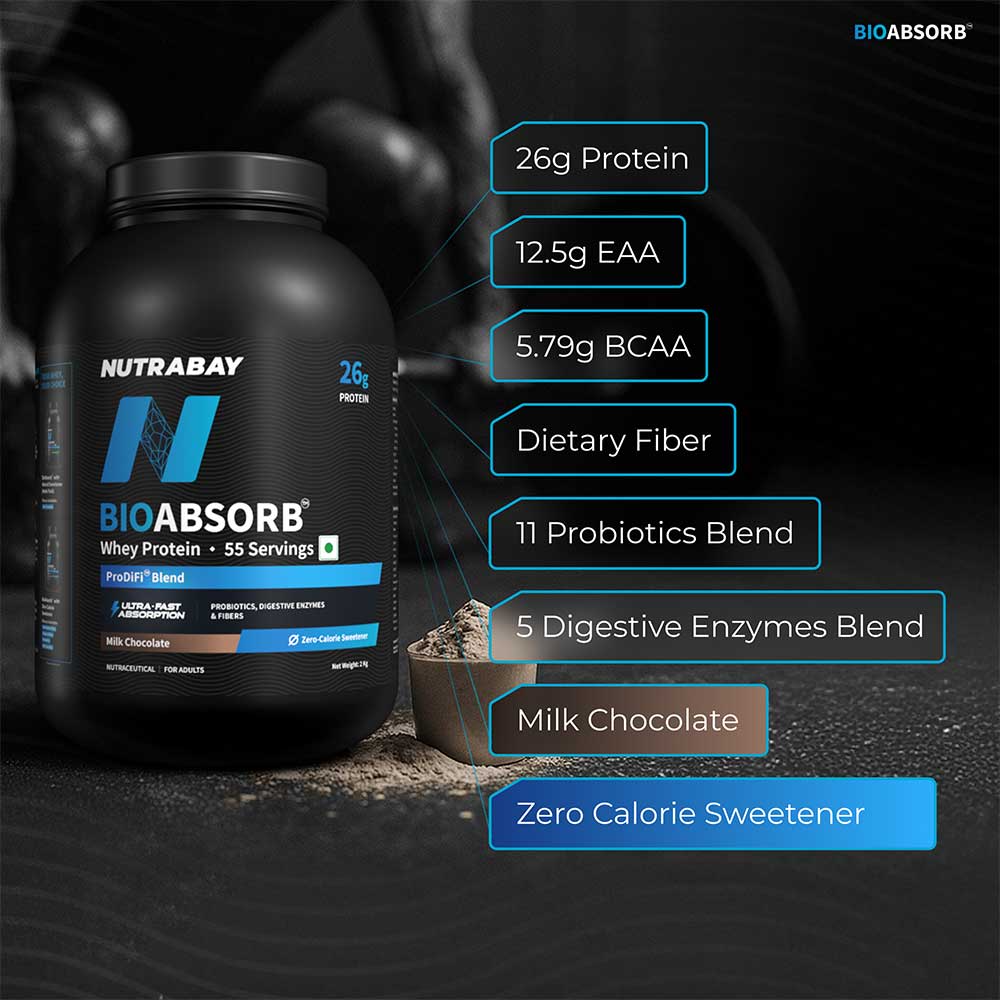 5 - Nutrabay BioAbsorb Whey Protein,  4.4 lb  Milk Chocolate 