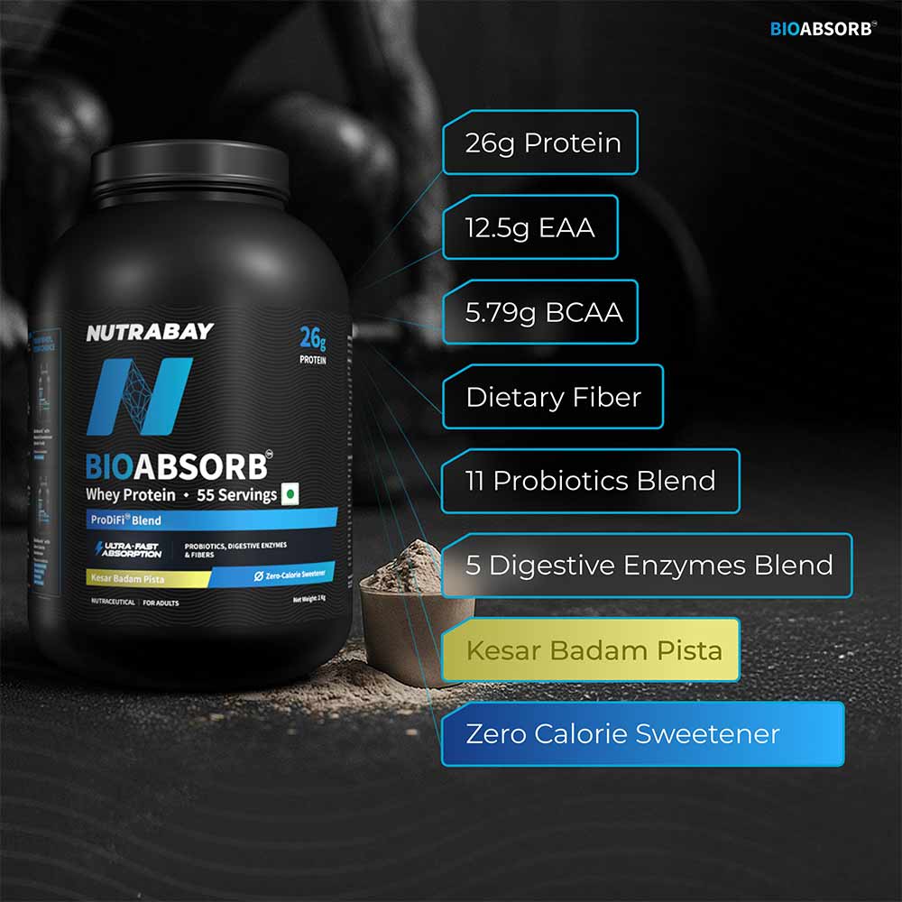5 - Nutrabay BioAbsorb Whey Protein,  4.4 lb  Kesar Badam Pista 