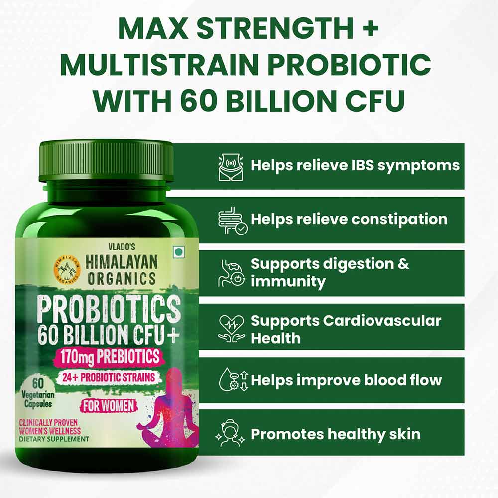 3 - Vlado's Himalayan Organics Probiotics 60 Billion CFU + 170mg Prebiotics,  60 veggie capsule(s)  Unflavoured (for Women) 