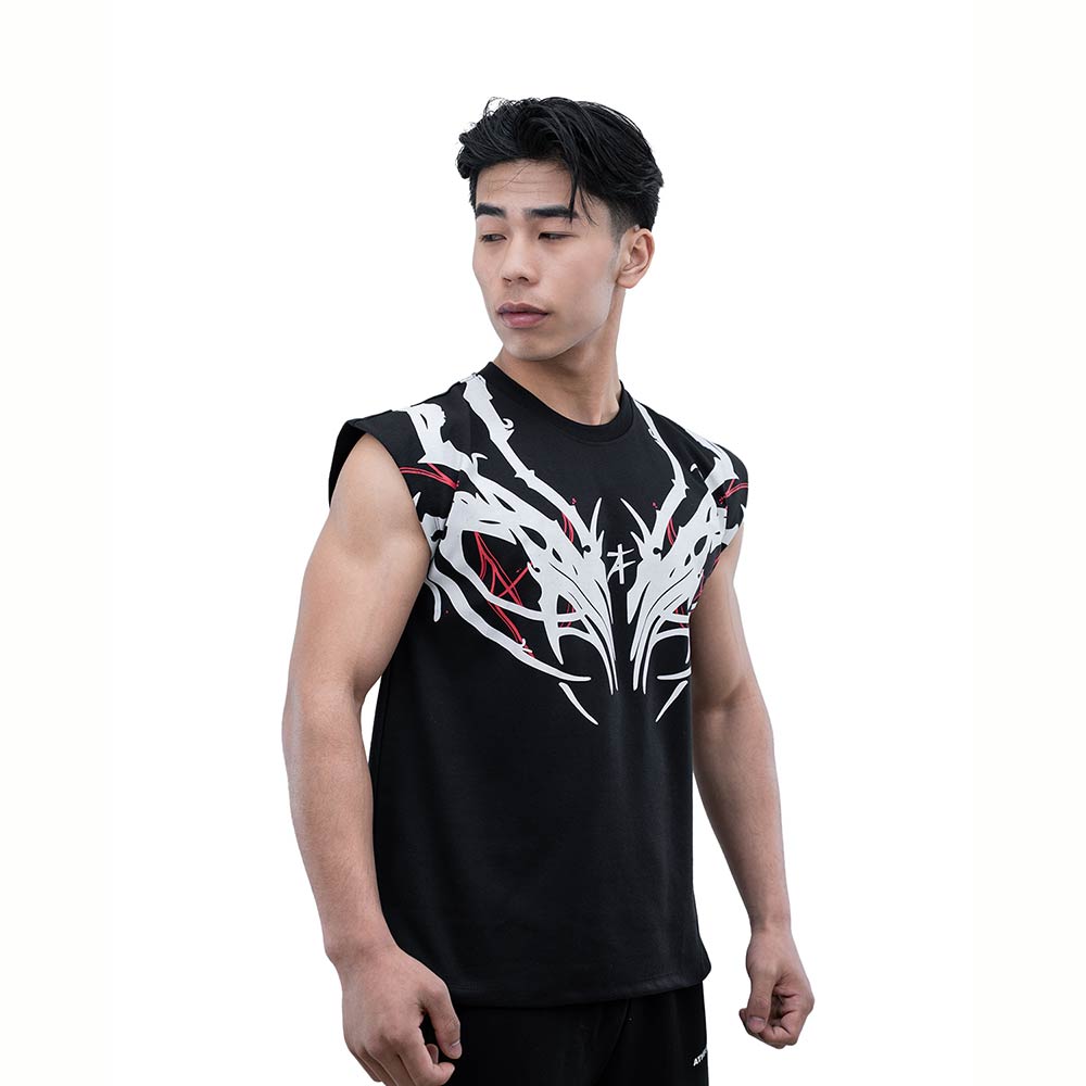 4 - Athflex Men's Sleeveless Tribal Boxy Tank,  Small  Black 
