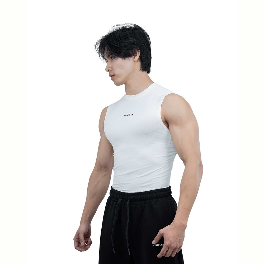 4 - Athflex Men's Sleeveless Ace Compression Tank,  XXL  White 