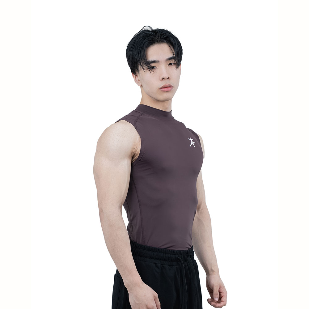 4 - Athflex Men's Sleeveless Hustle Highneck Compression Tank,  XXL  Aubergine 