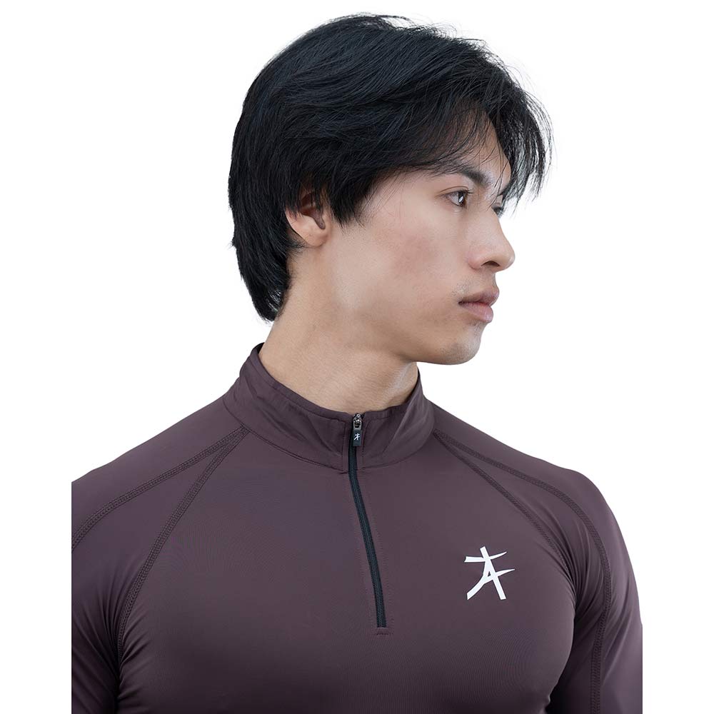 5 - Athflex Men's Compression Fit Hustle Highneck Pullover,  Aubergine  Medium 