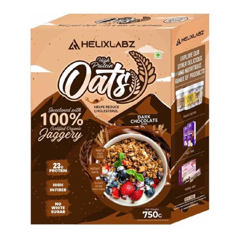 1 - Helixlabz High Protein Oats,  750 g  Chocolate 