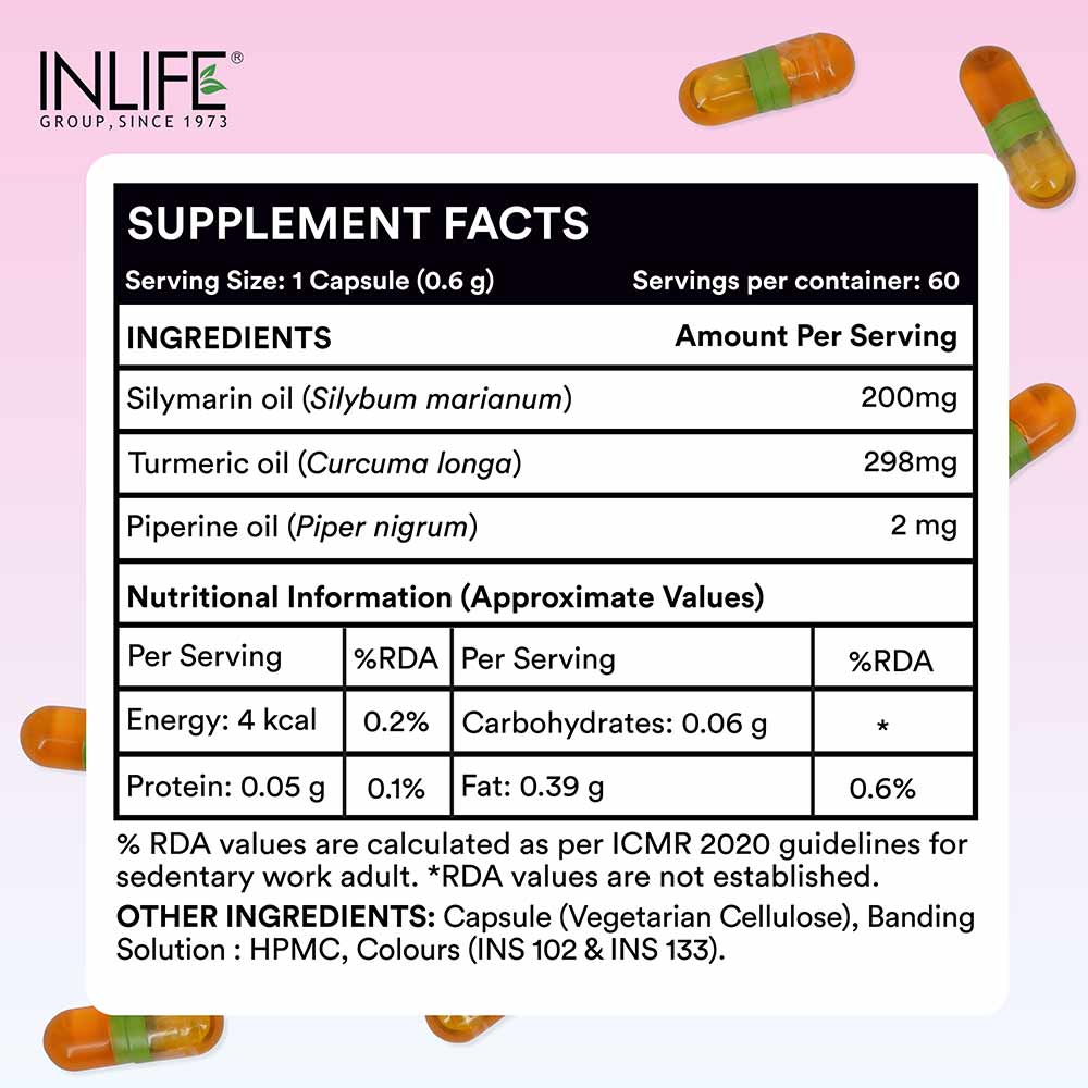 7 - INLIFE Silymarin with Turmeric & Piperine Oil Livostamin,  60 veggie capsule(s) 