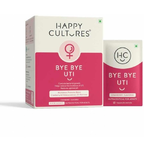 1 - Happy Cultures Bye Bye UTI Cranberry, 15 sachets/pack