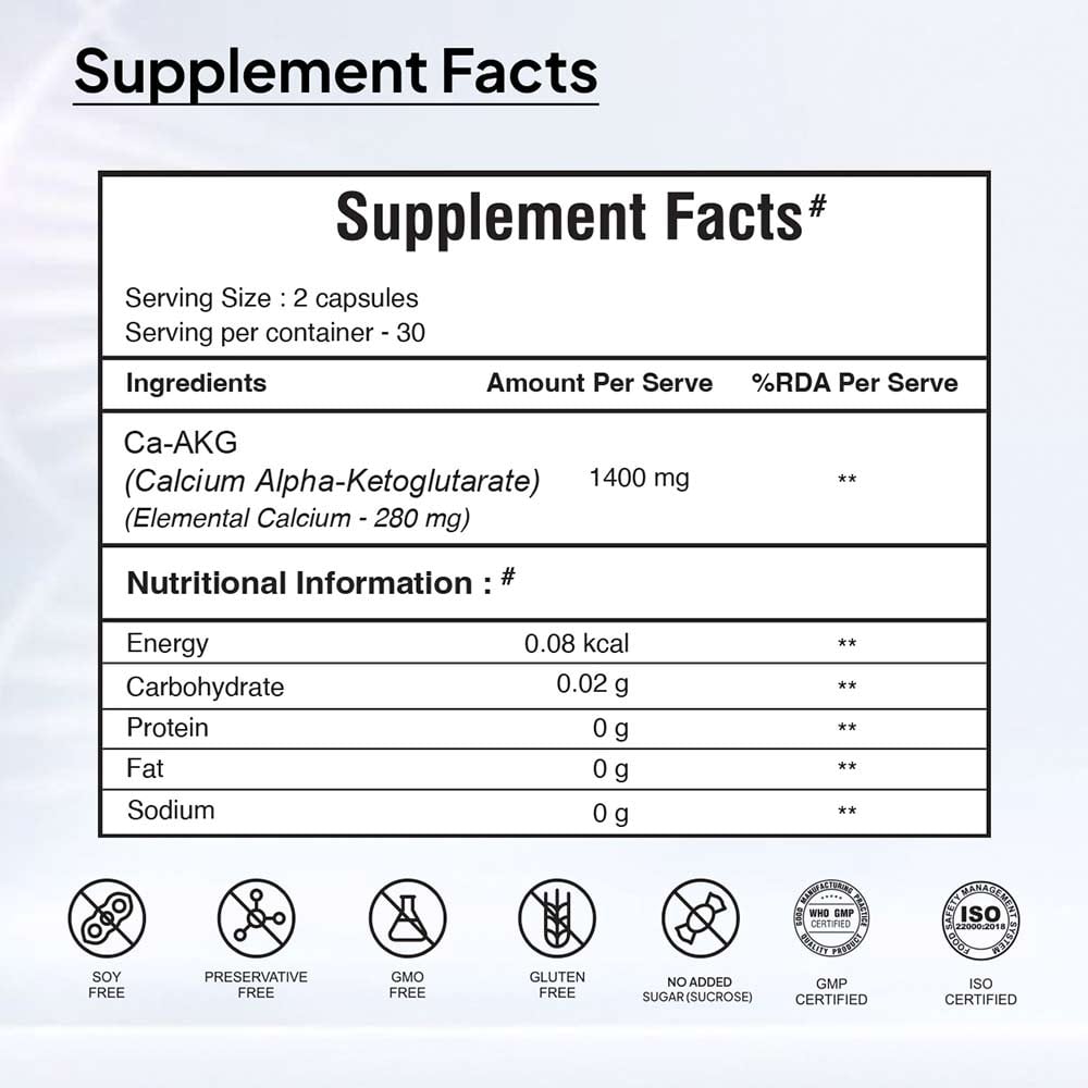 5 - Miduty Calcium Alpha-KetoGlutarate (Ca-AKG),  60 capsules  Unflavoured 