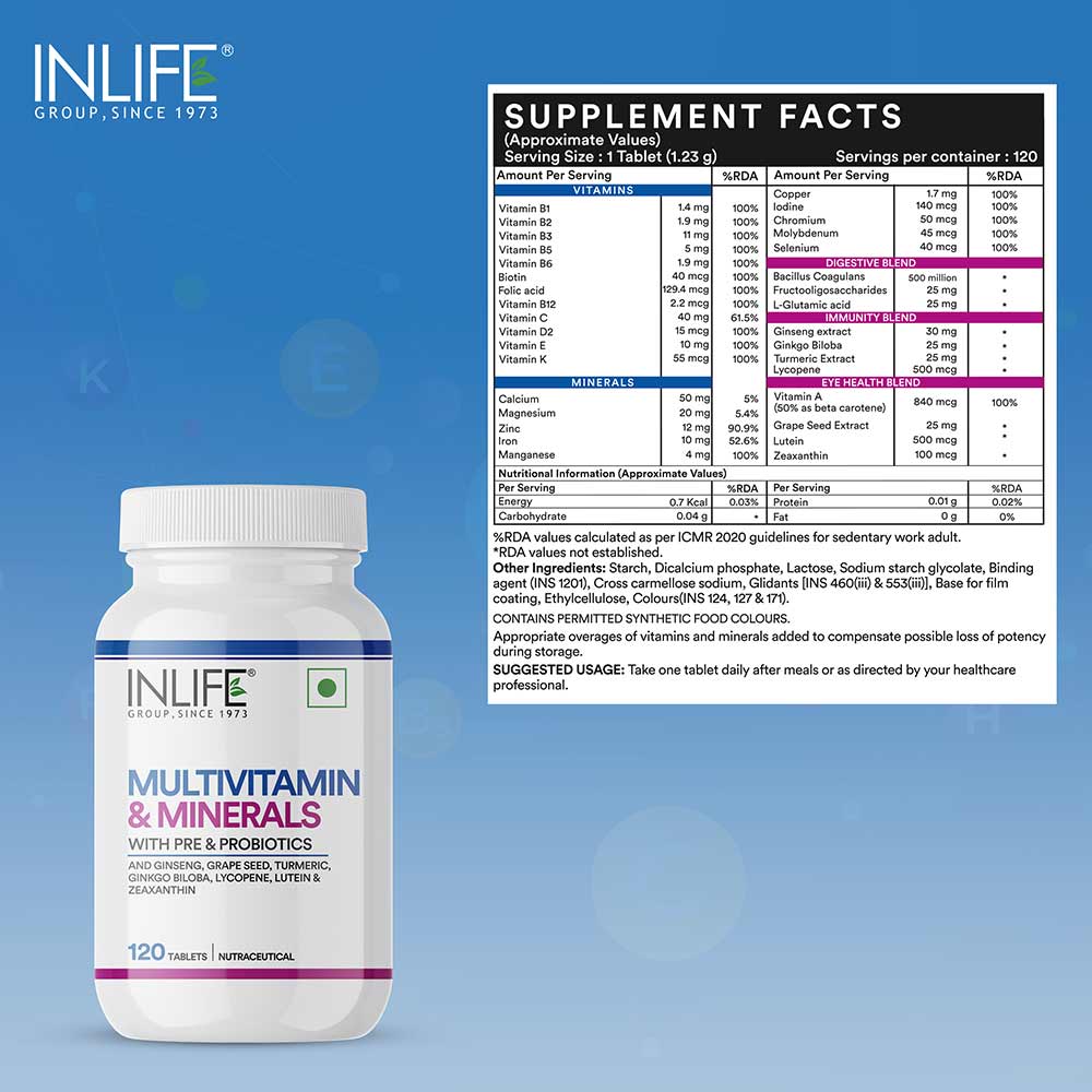 8 - INLIFE Multivitamin & Minerals,  120 tablet(s)  Unflavoured 