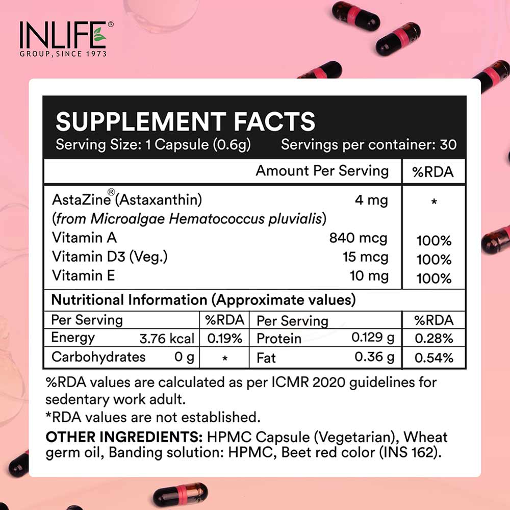 7 - INLIFE Astaxanthin 4mg,  30 veggie capsule(s) 