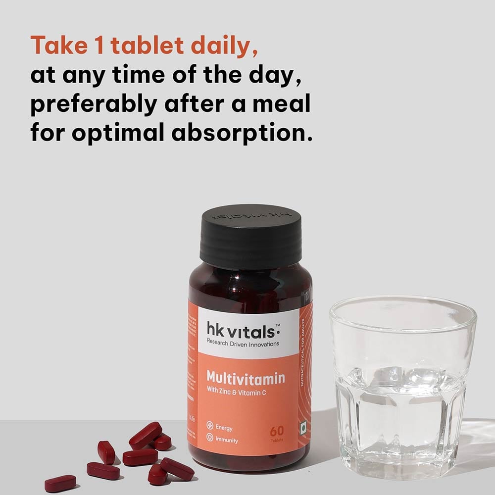 8 - HK Vitals Multivitamin with Zinc & Vitamin C,  60 tablet(s)  Unflavoured