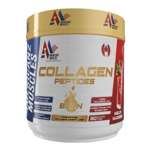 1 - Americanz Muscles Collagen Peptides + Burn,  300 g  Melon Madness 
