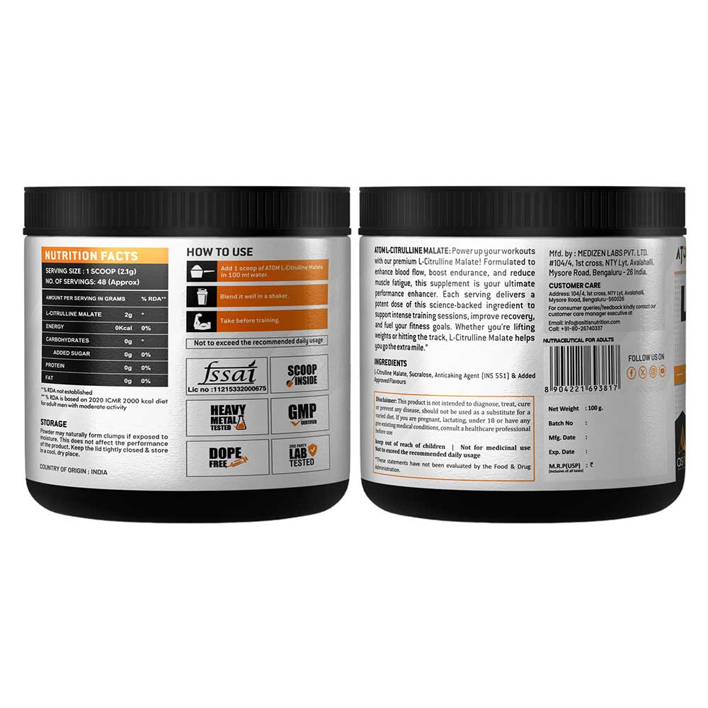 6 - AS-IT-IS Nutrition ATOM L-Citrulline Malate,  0.22 lb  Green Apple 