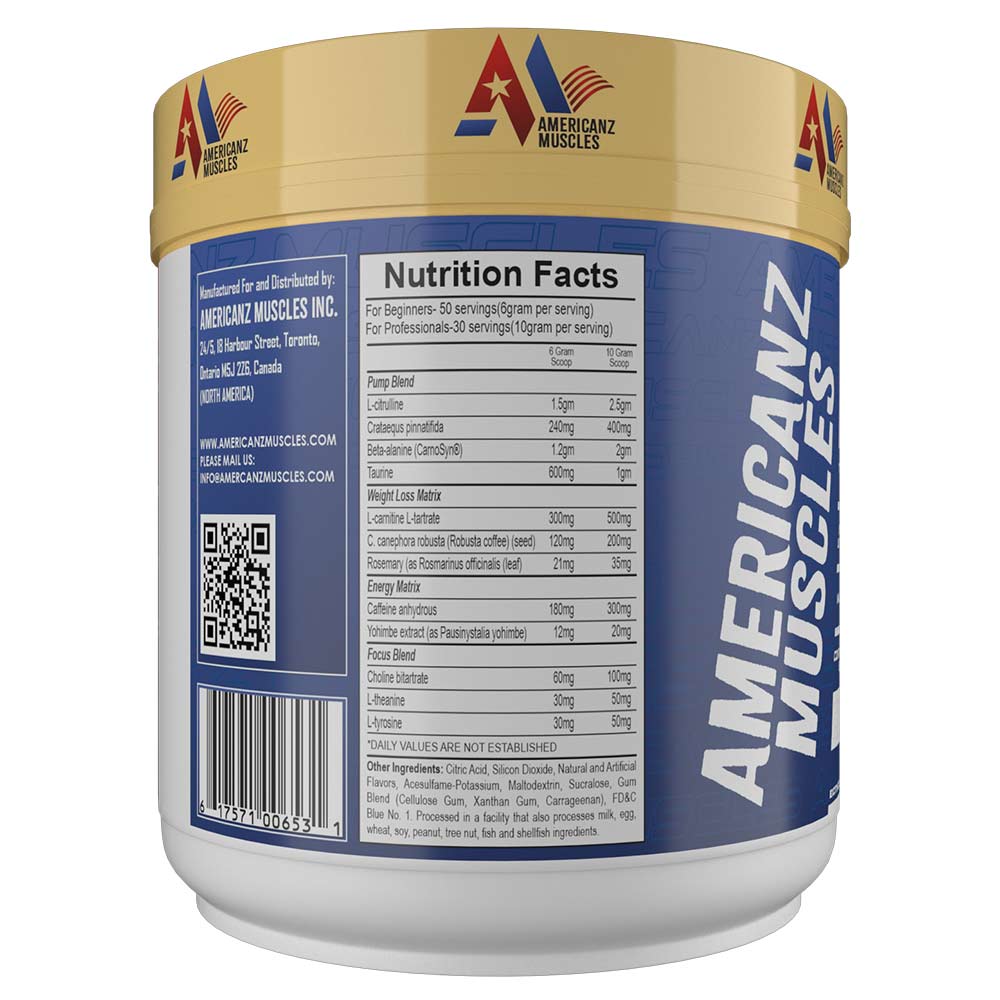 3 - Americanz Muscles Super Burn,  0.66 lb  Icy Blue Razz 