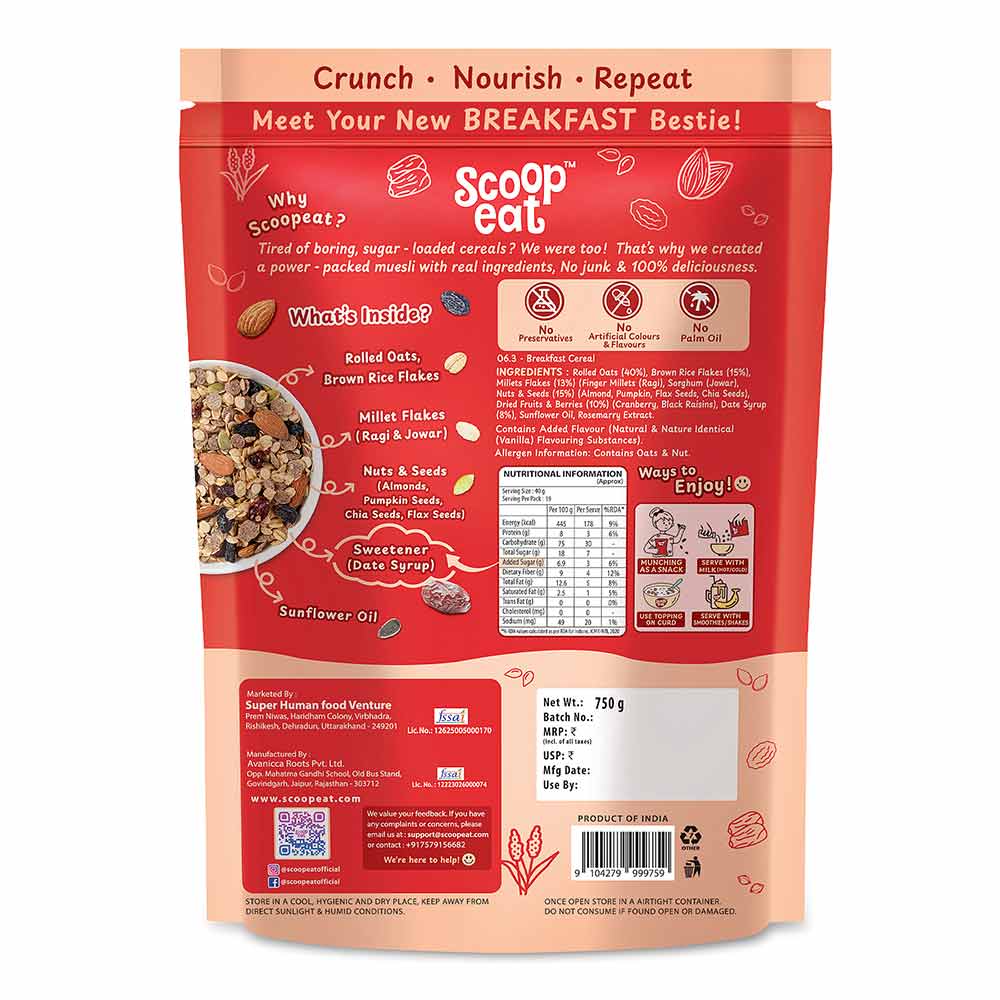 8 - Scoopeat Millet Muesli,  750 g  Multigrain 