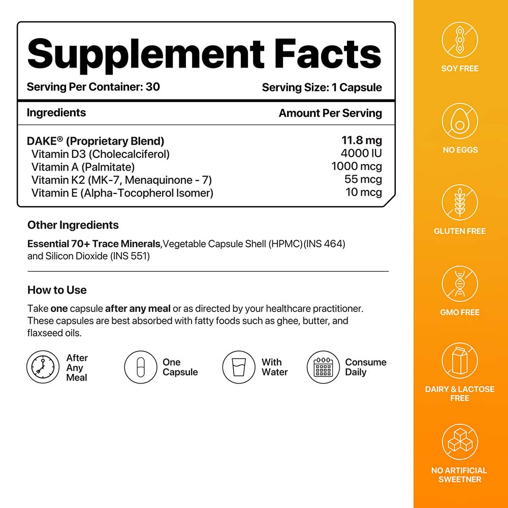 7 - Decode Age DAKE Vitamin D3, K2 (MK-7), A & E,  30 veggie capsule(s) 