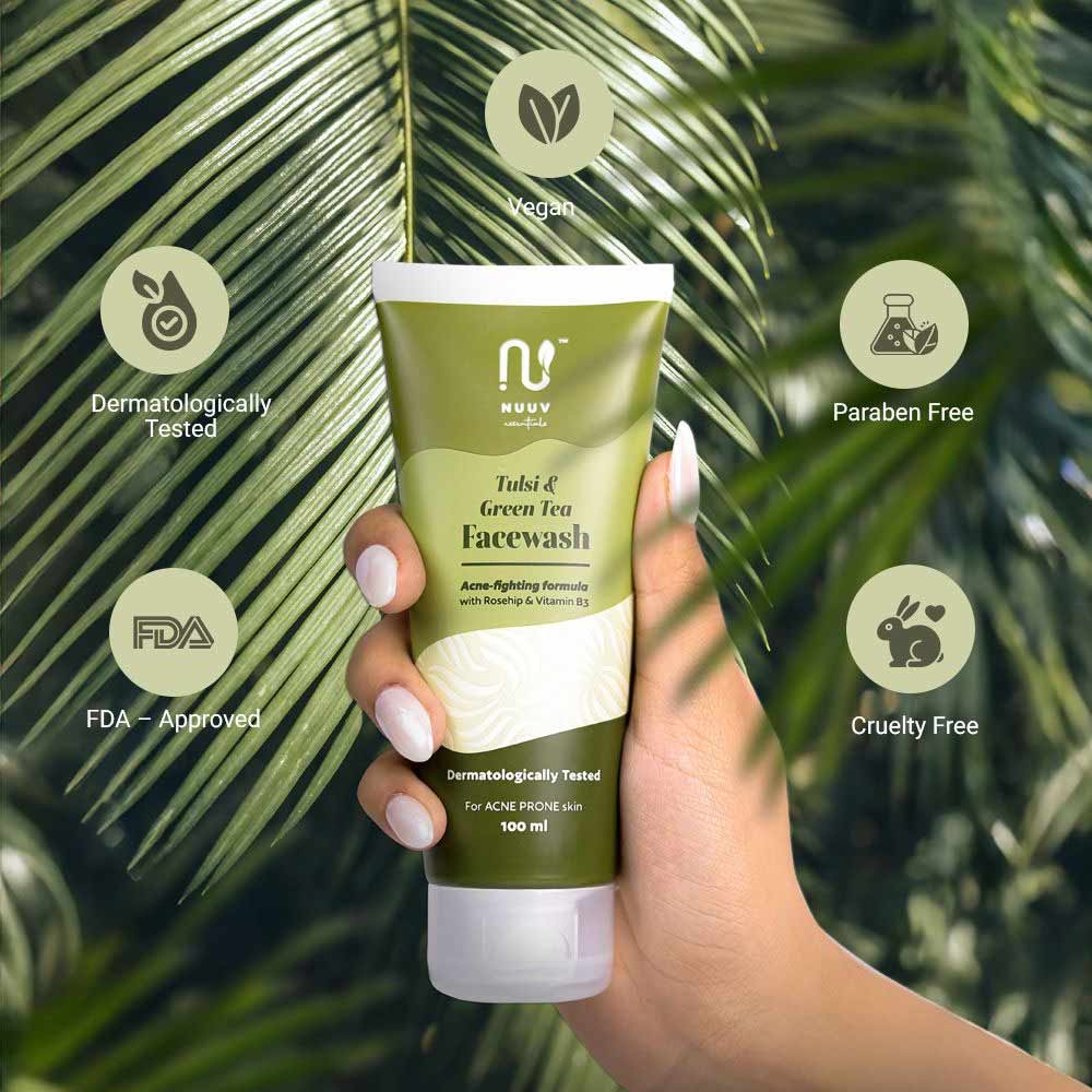 6 - Nuuv Essentials Tulsi & Green Tea Face Wash,  100 ml  for Acne Prone Skin 