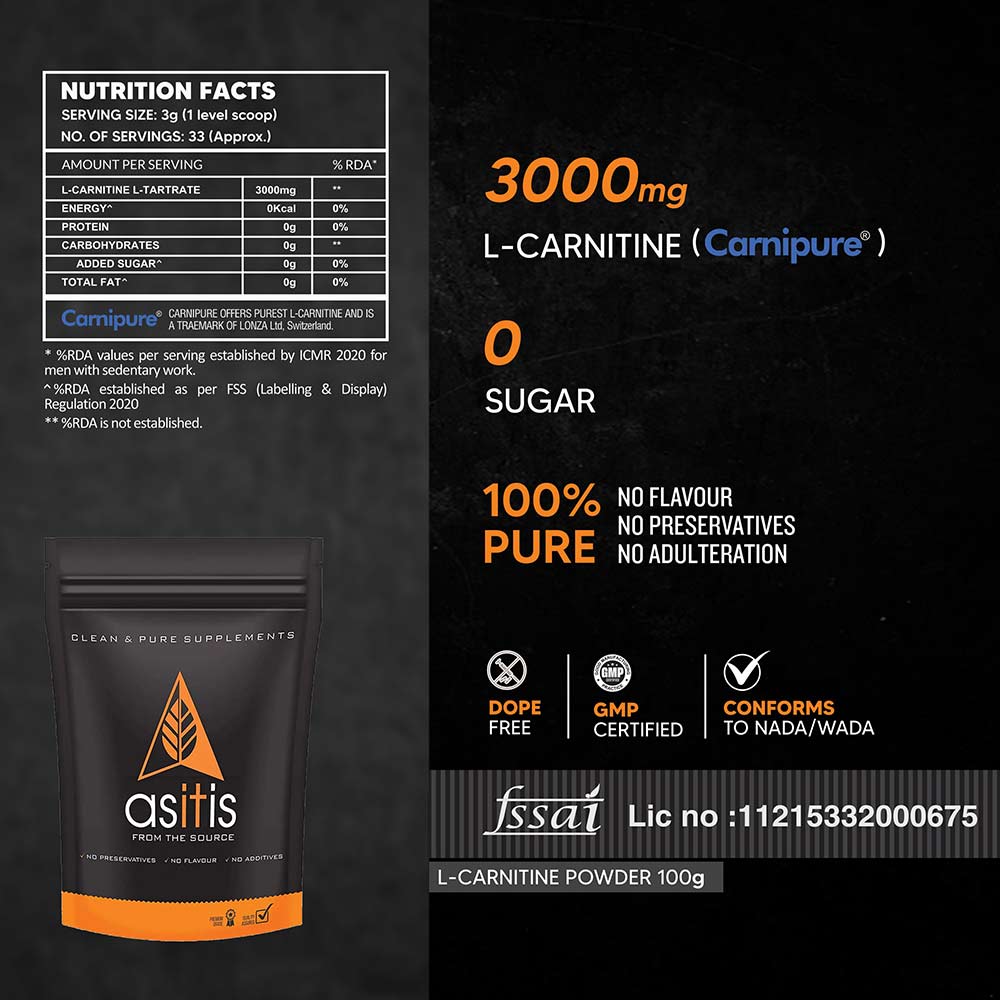 2 - AS-IT-IS Nutrition L Carnitine L Tartarate,  0.22 lb  Unflavoured 