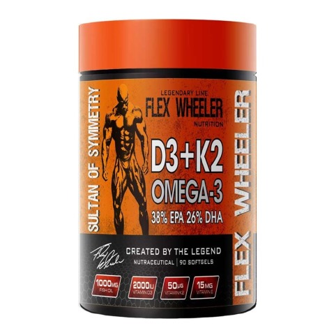 1 - Flex Wheeler Nutrition Omega 3 D3+K2,  90 softgels 