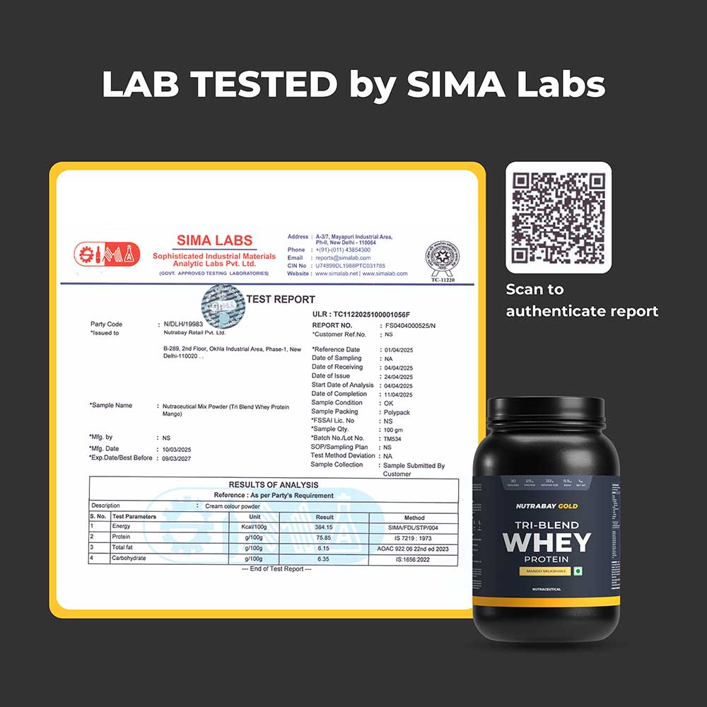 Nutrabay Gold Tri-Blend Whey Protein,  2.2 lb  Mango Milkshake 