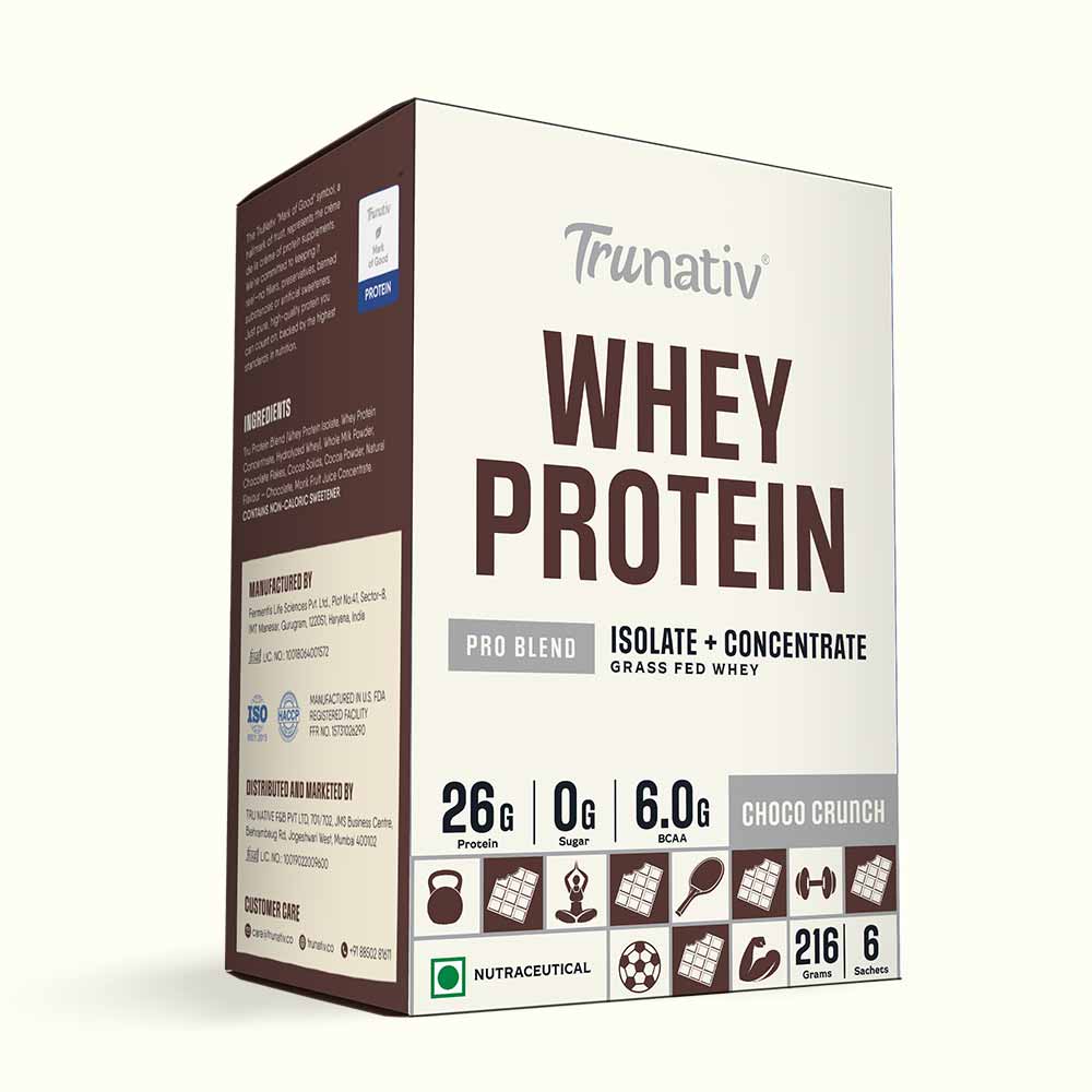 1 - TruNativ Pro Blend Whey Protein,  6 sachets/pack  Choco Crunch 