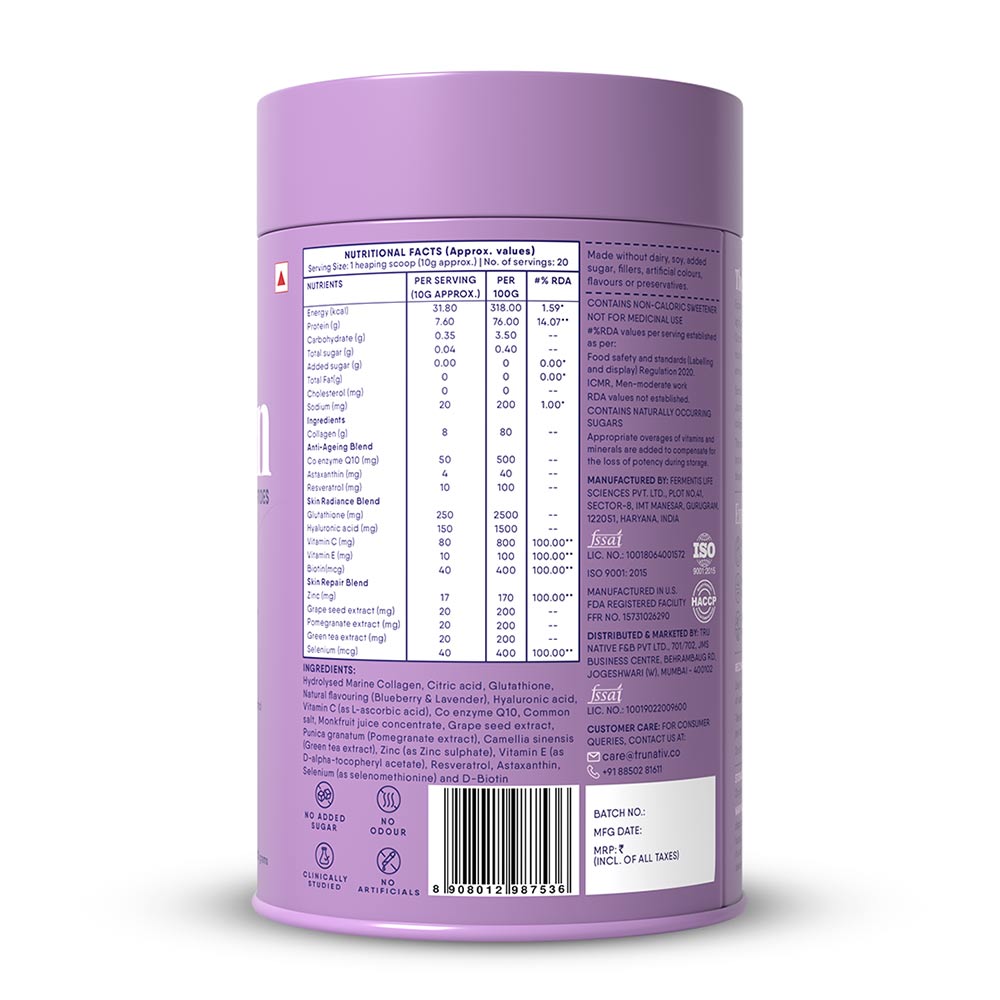 9 - TruNativ Advanced Collagen Peptides,  200 g  Blueberry Lavender (Japanese Marine Collagen Type 1 & 3) 