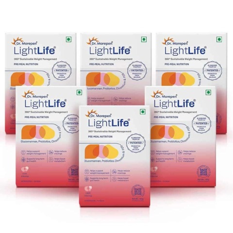1 - Dr. Morepen LightLife Pre-Meal Nutrition,  10 sachets/pack  Litchi (Pack of 6) 