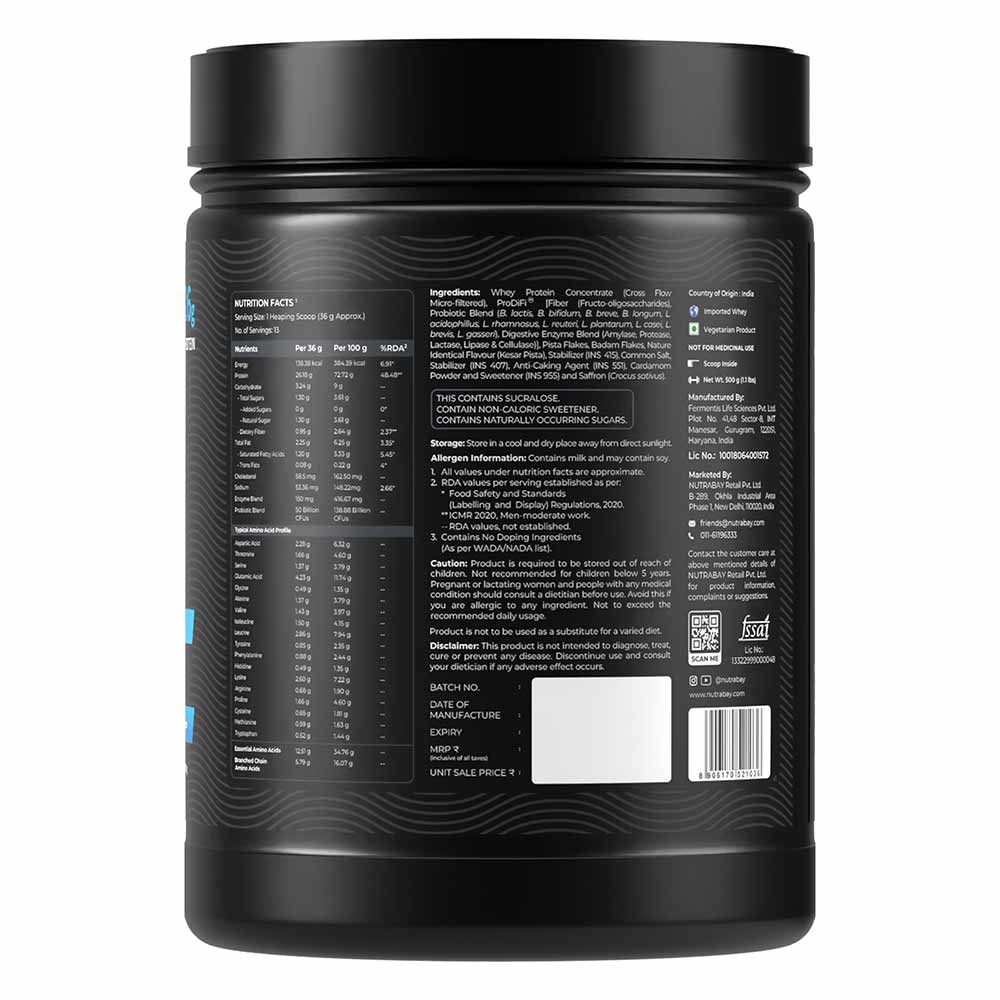 8 - Nutrabay BioAbsorb Whey Protein,  1.1 lb  Kesar Badam Pista 