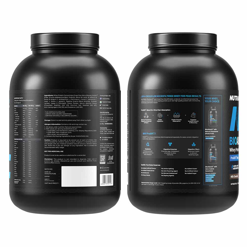 9 - Nutrabay BioAbsorb Whey Protein,  4.4 lb  Milk Chocolate 