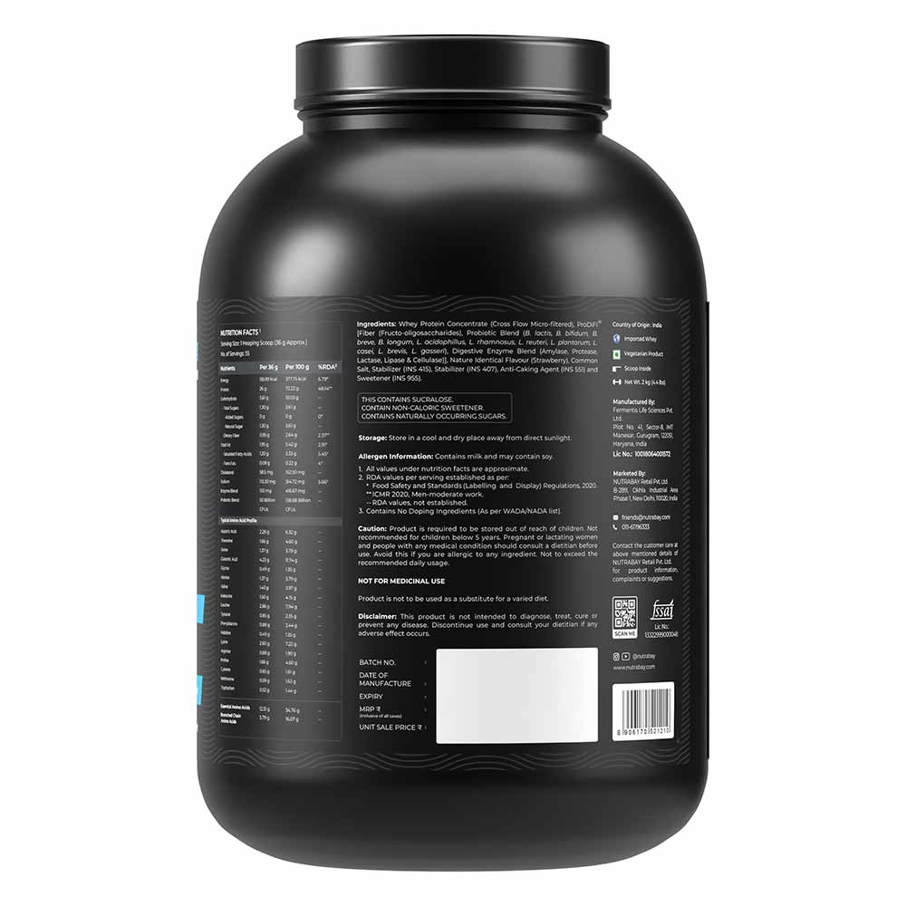 8 - Nutrabay BioAbsorb Whey Protein,  4.4 lb  Strawberry 