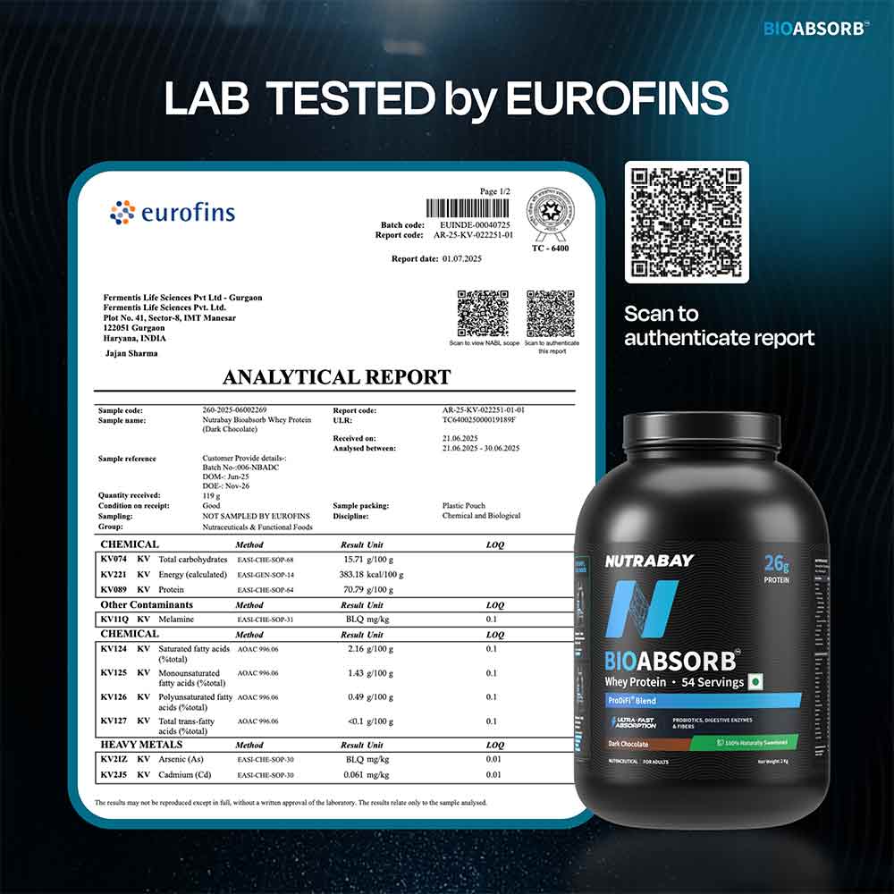 5 - Nutrabay BioAbsorb Whey Protein,  4.4 lb  Dark Chocolate 