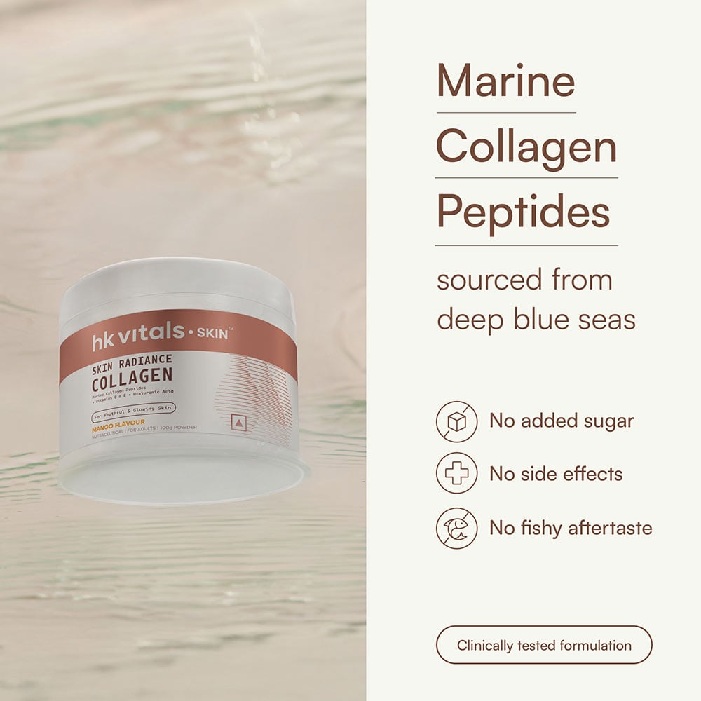 9 - HealthKart HK Vitals Skin Radiance Collagen,  100 g  Mango