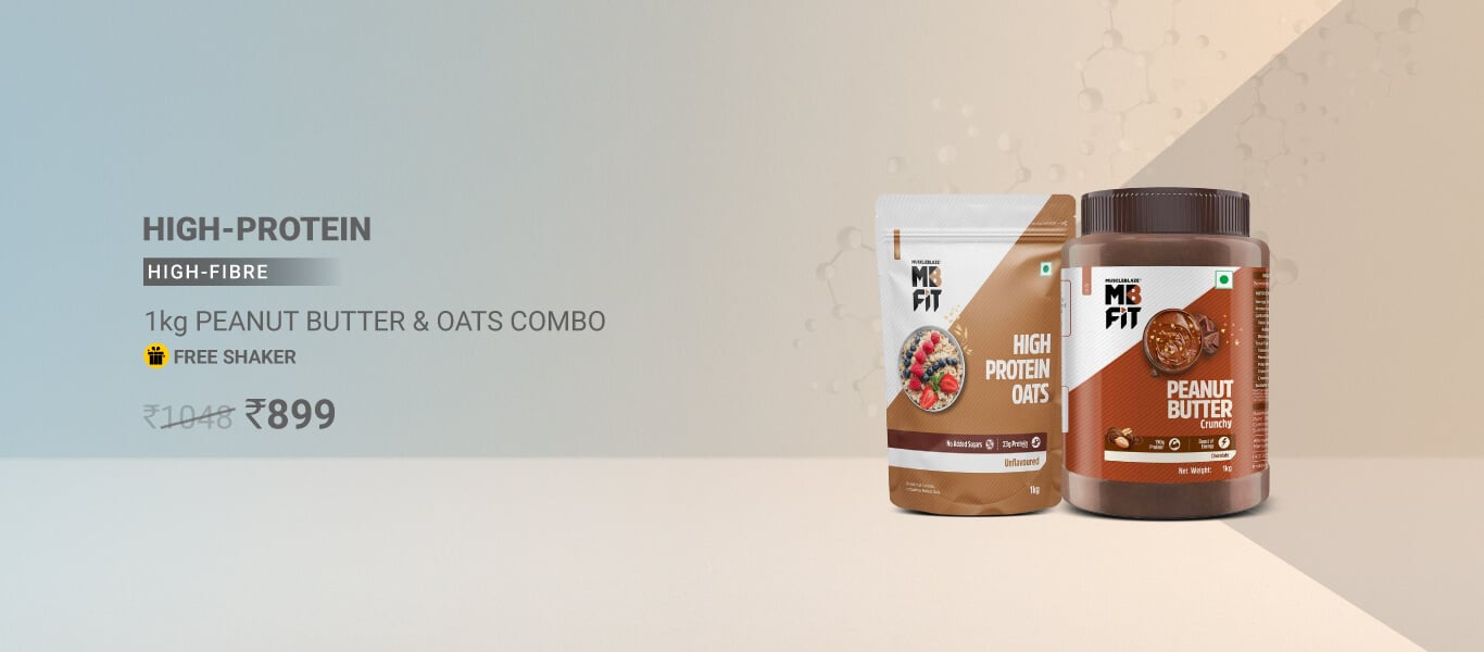 Chocolate Peanut Butter Crunchy & High Protein Oats Unflavoured 1 kg Combo @ 899 + Free Shaker