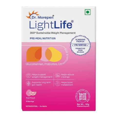 1 - Dr. Morepen LightLife Pre-Meal Nutrition,  10 sachets/pack  Fruit Punch 