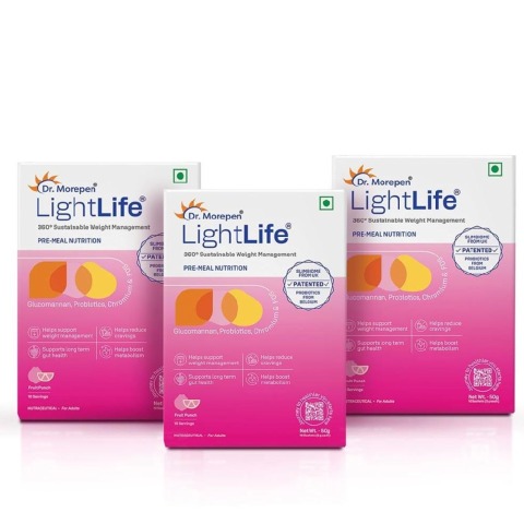 1 - Dr. Morepen LightLife Pre-Meal Nutrition,  10 sachets/pack  Fruit Punch (Pack of 3) 