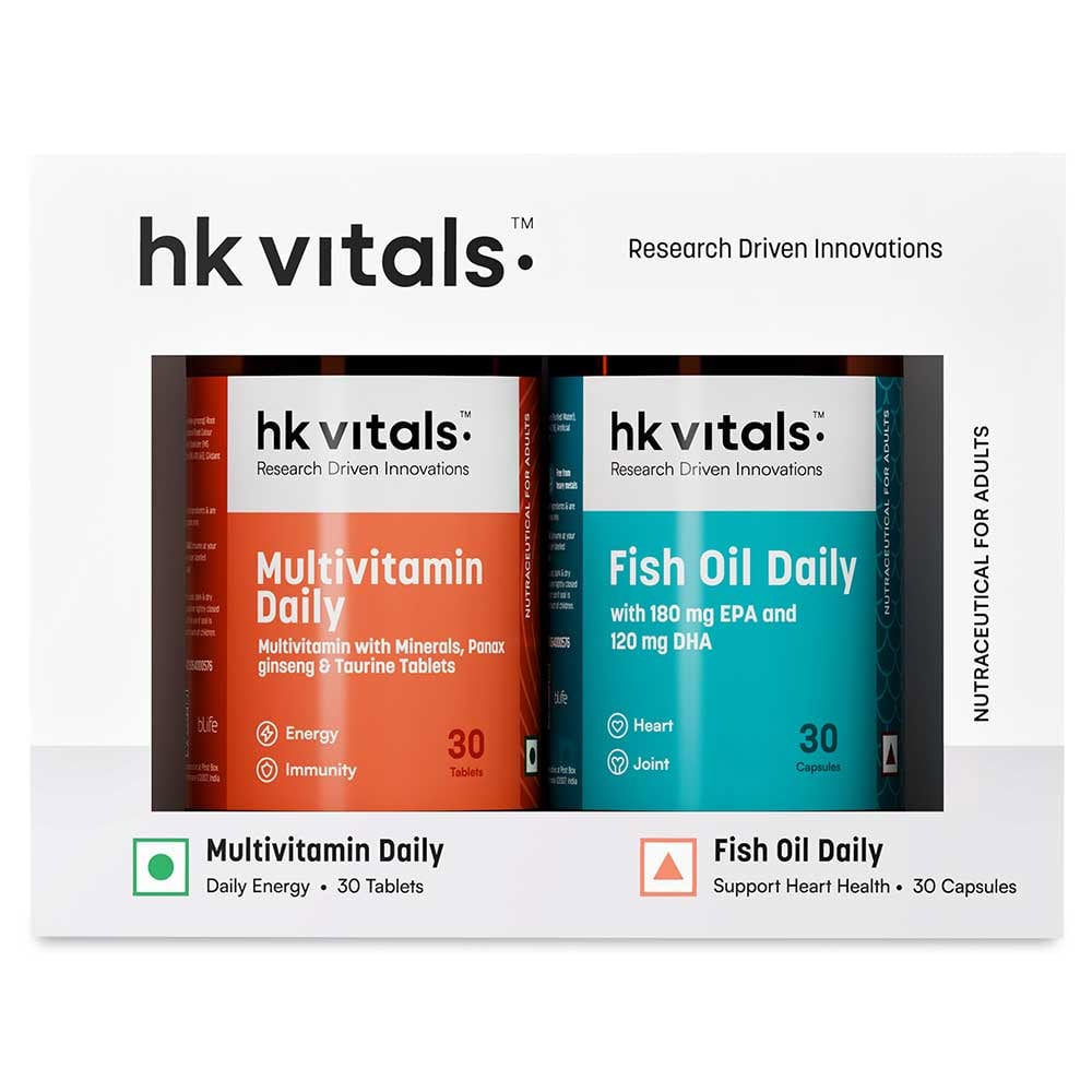 HK Vitals Assorted Multivitamin Fish Oil 30N Tabs+30N Softgel Caps Pack of 2