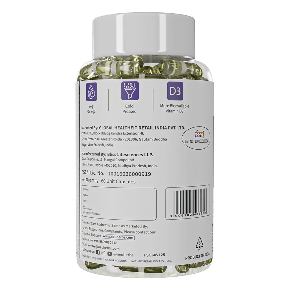 5 - Neuherbs Omega Flaxseed Oil 1000mg with 3-6-9,  60 capsules 