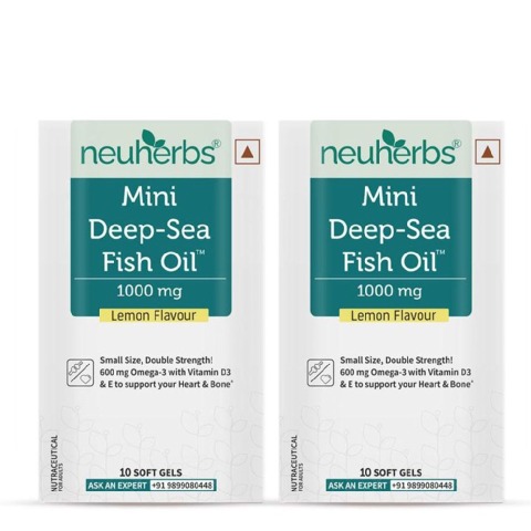 1 - Neuherbs Mini Deep-Sea Fish Oil 1000mg for Heart & Bone Lemon Flavour,  20 softgels 