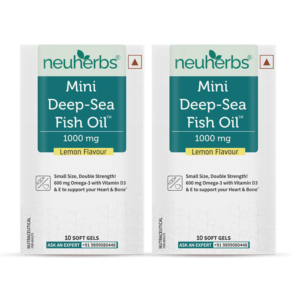 1 - Neuherbs Mini Deep-Sea Fish Oil 1000mg for Heart & Bone Lemon Flavour,  20 softgels 
