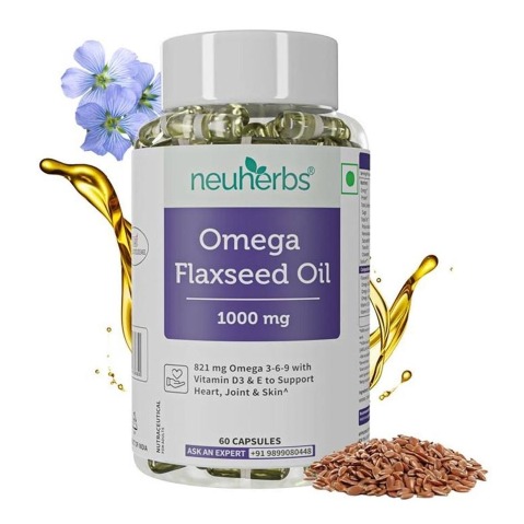 1 - Neuherbs Omega Flaxseed Oil 1000mg with 3-6-9,  60 capsules 