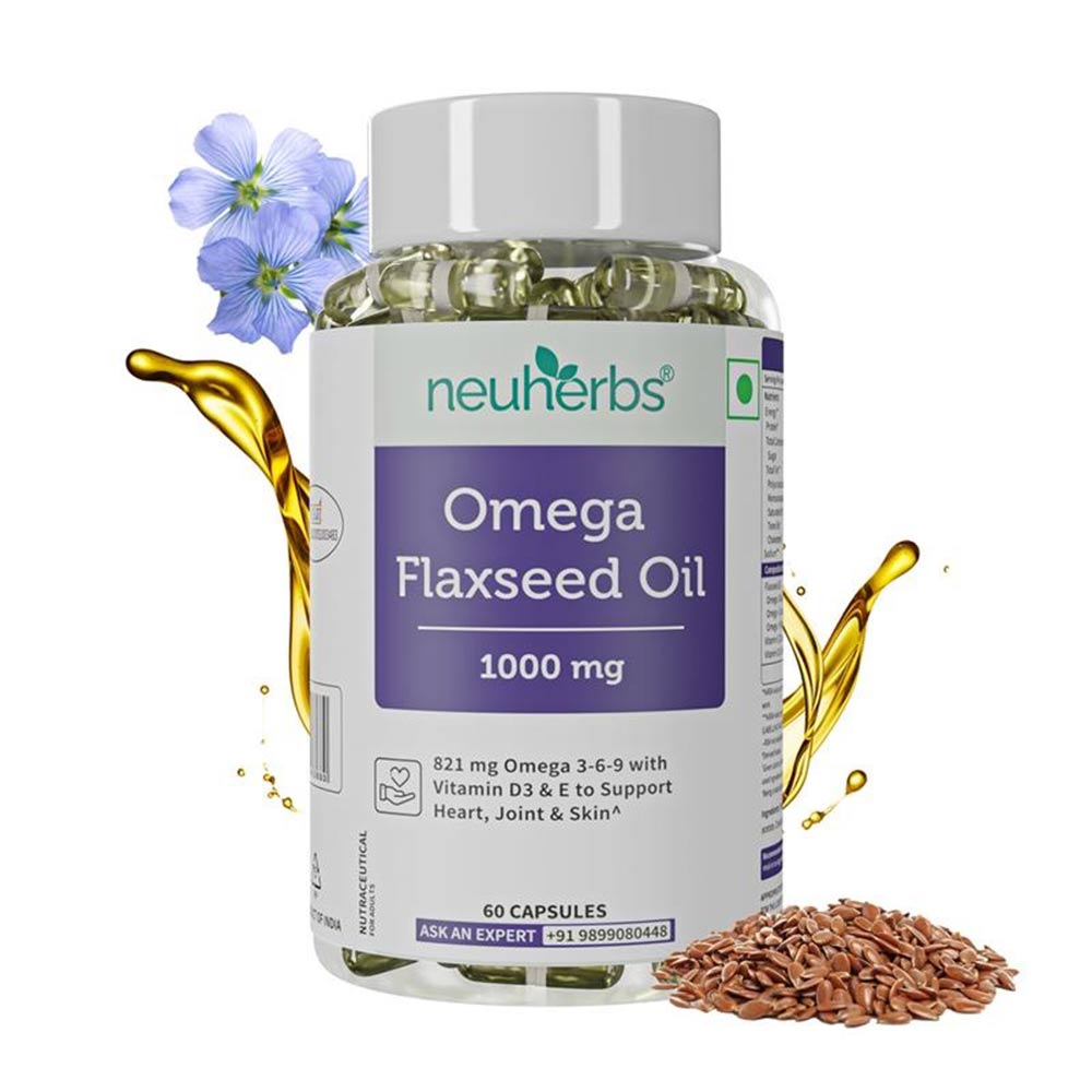 1 - Neuherbs Omega Flaxseed Oil 1000mg with 3-6-9,  60 capsules 