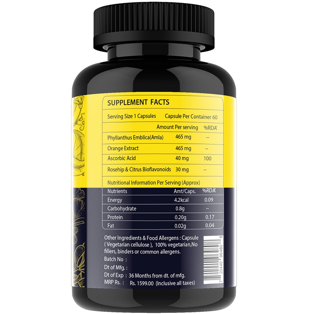 6 - Vitaminhaat Vitamin C with Bioflavonoids & Rose Hips,  60 capsules  Unflavoured 