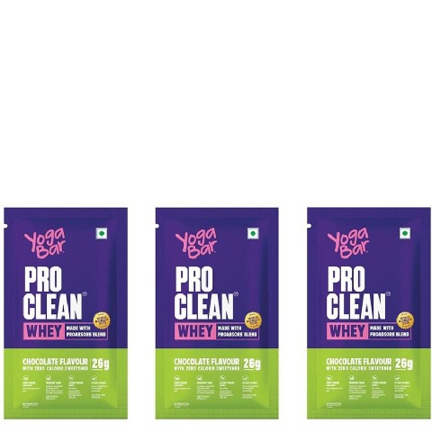 1 - Yogabar Pro Clean Whey,  3 sachets/pack  Chocolate with Zero Calorie Sweetener 
